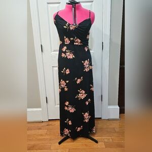 Nine Britton Black Maxi Dress with Pink Floral Pattern